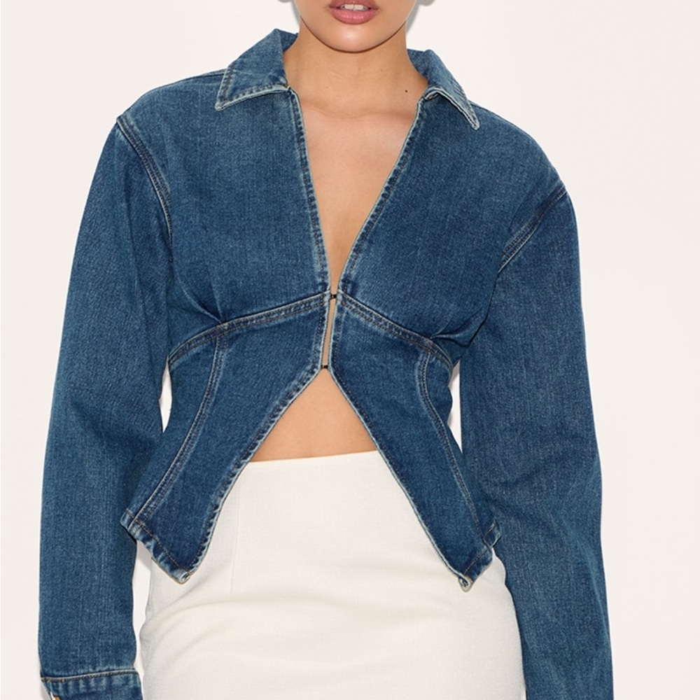 PrettyLittleThing Blue Denim Long Sleeve Top